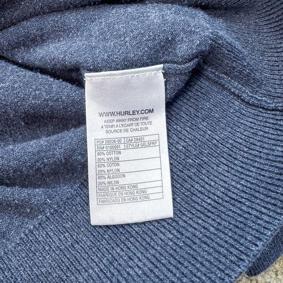 Hurley Charcoal Grey Zip-Up Sweater with Pink Logo - Size L - Picture 6 of 6